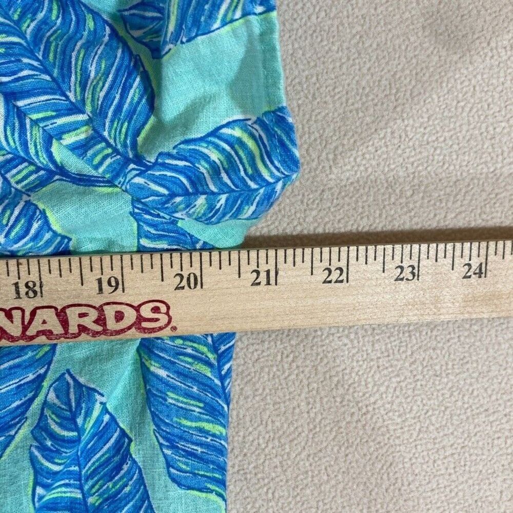 Vineyard Vines Dress L Blue Leaf Print Off Shoulder Mini Coastal Vacation Beach - Picture 2 of 5